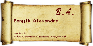Benyik Alexandra névjegykártya